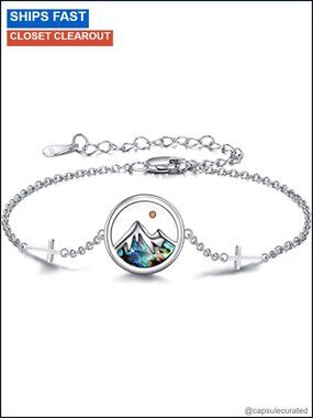 Mustard Seed Cross Anklet Bracelet White Gold Plated S925 Sterling Silver